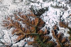 
Google Earth image of the trekking routes in the Solu Khumbu Mount Everest region of Nepal. Treks normally start in Lukla, trekking to Namche Bazaar, Tengboche, Dingboche, Chukung, Lobuche, Kala Pattar, and Everest Base Camp. Side trips can be made to Thame and Gokyo.

